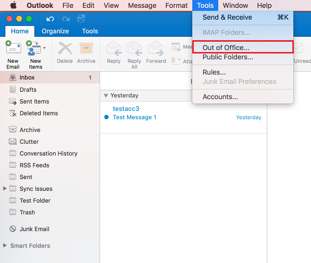 outlook 2016 for mac setup out of office reply